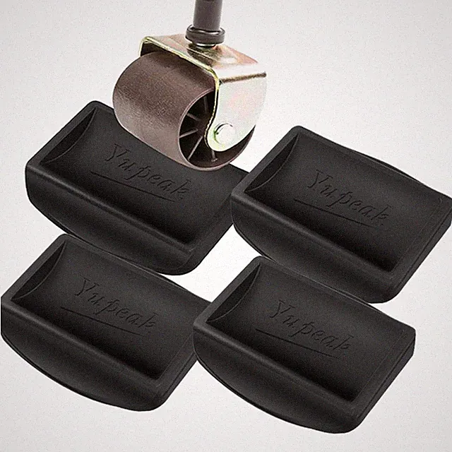 Furniture Stopper Caster Cups 4 Pack Black Silicone Bed Sofa Chair A001 Yupeak