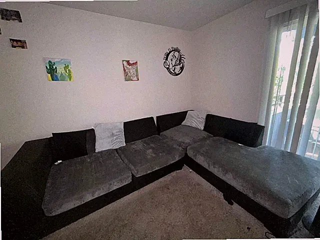 furniture used sectional black leather gray cushions