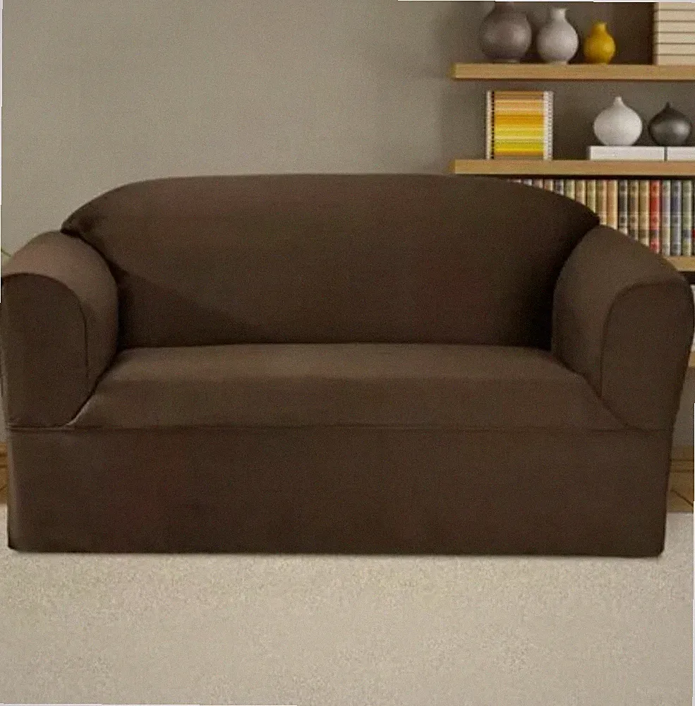 FurnitureSkins Bayview 1-Piece Loveseat Wrap Style Slipcover in Bark