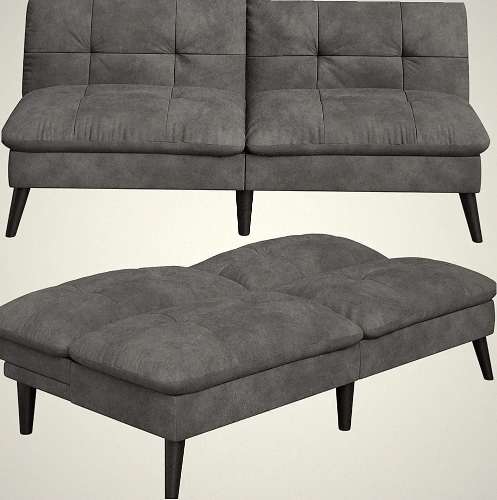 Futon Convertible Folding Sofa Bed Velvet Futon Couch Adjustable Backrest Small