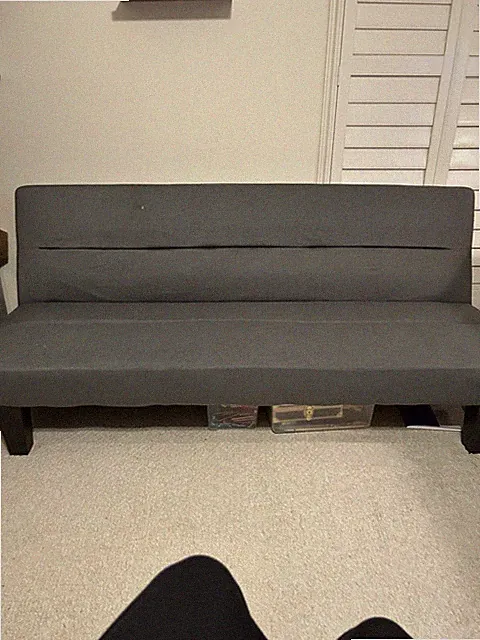 Futon Couch/Single Bed. 66 Inches Long, Grey. $150.00.