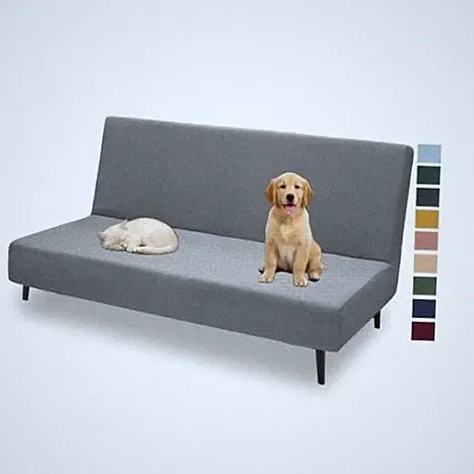 Futon Cover Full Size Stretch Armless Sofa Bed Cover, Light Gray