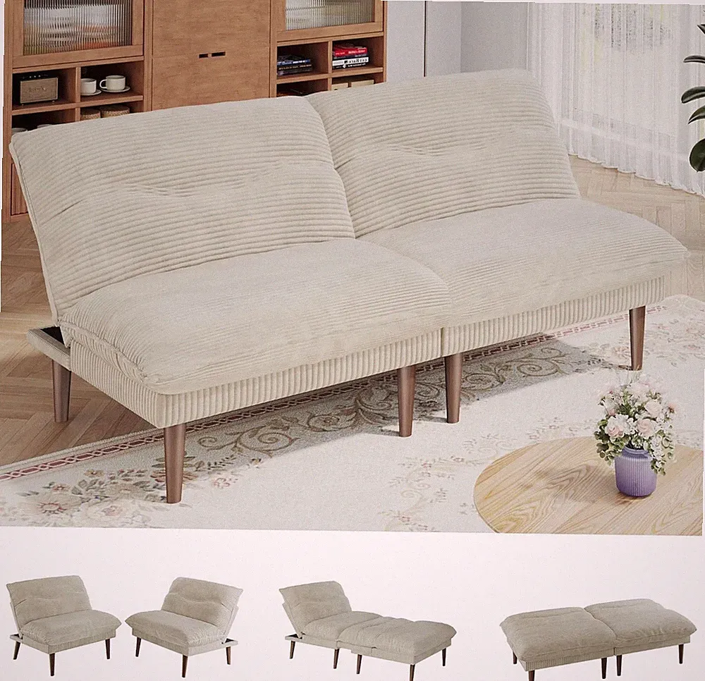 Futon Sofa Bed, 1 Multi-Functal Futon Couch with Adjustable Barest