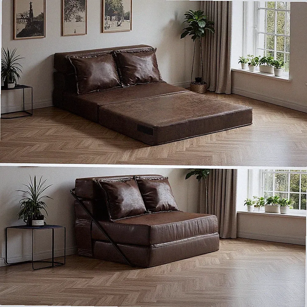 Futon Sofa Bed, 5-In-1 Convertible Sleeper Sofa Chair RV Furniture Pull Out Floo