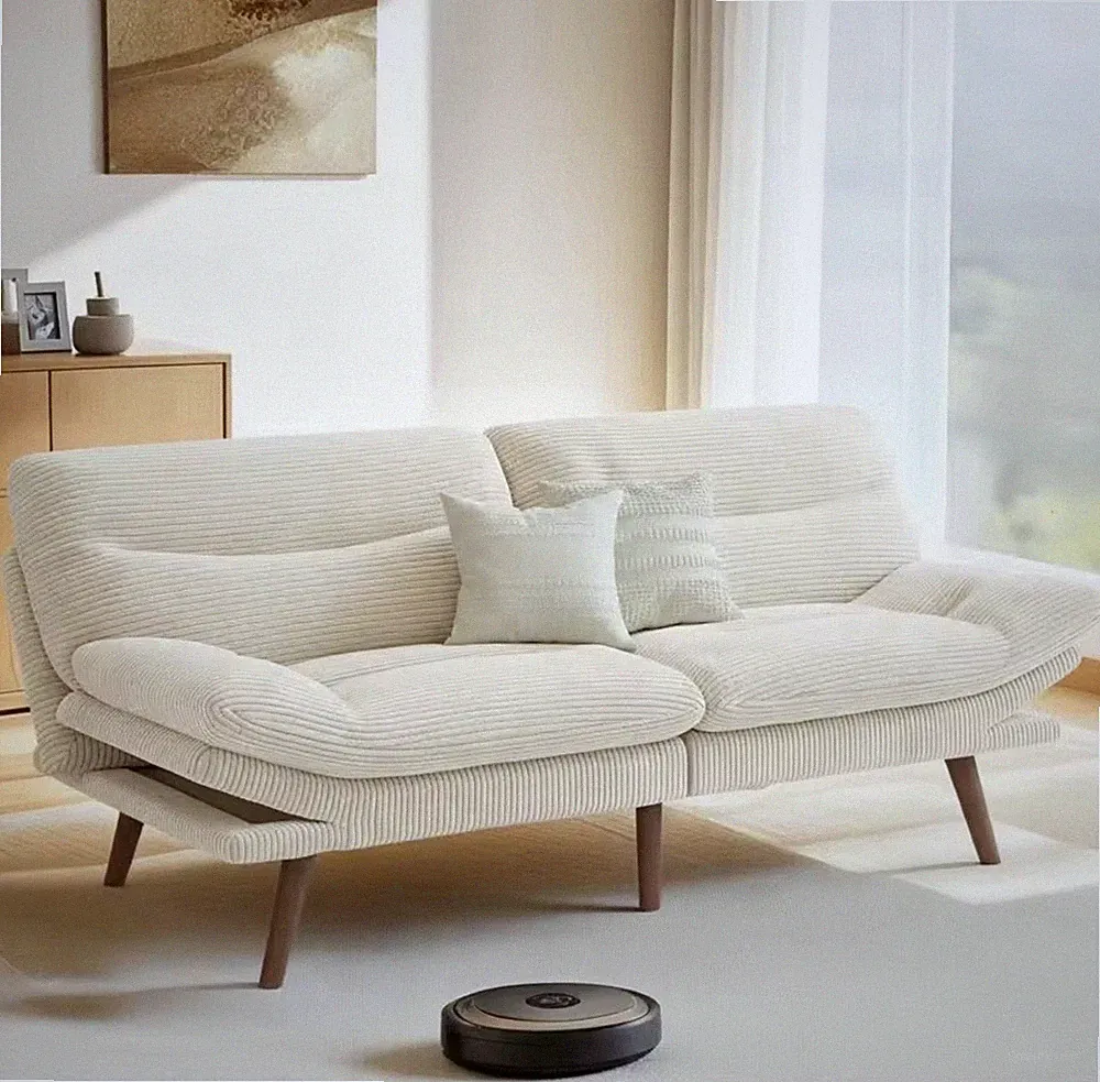 Futon Sofa Bed,66 Inch Corduroy Futon Couch Convertible,Adjustable Backrest..
