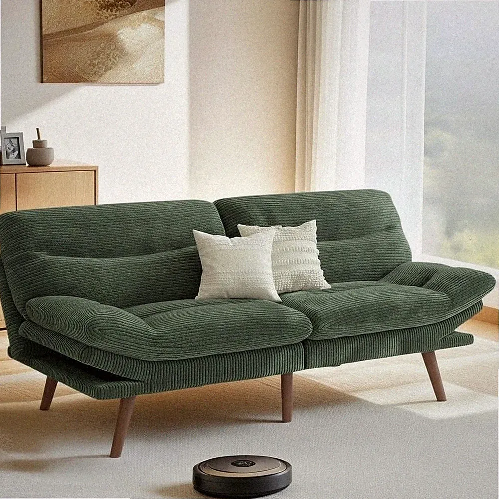 Futon Sofa Bed, 66 Inch Corduroy Futon Couch Convertible with Adjustable
