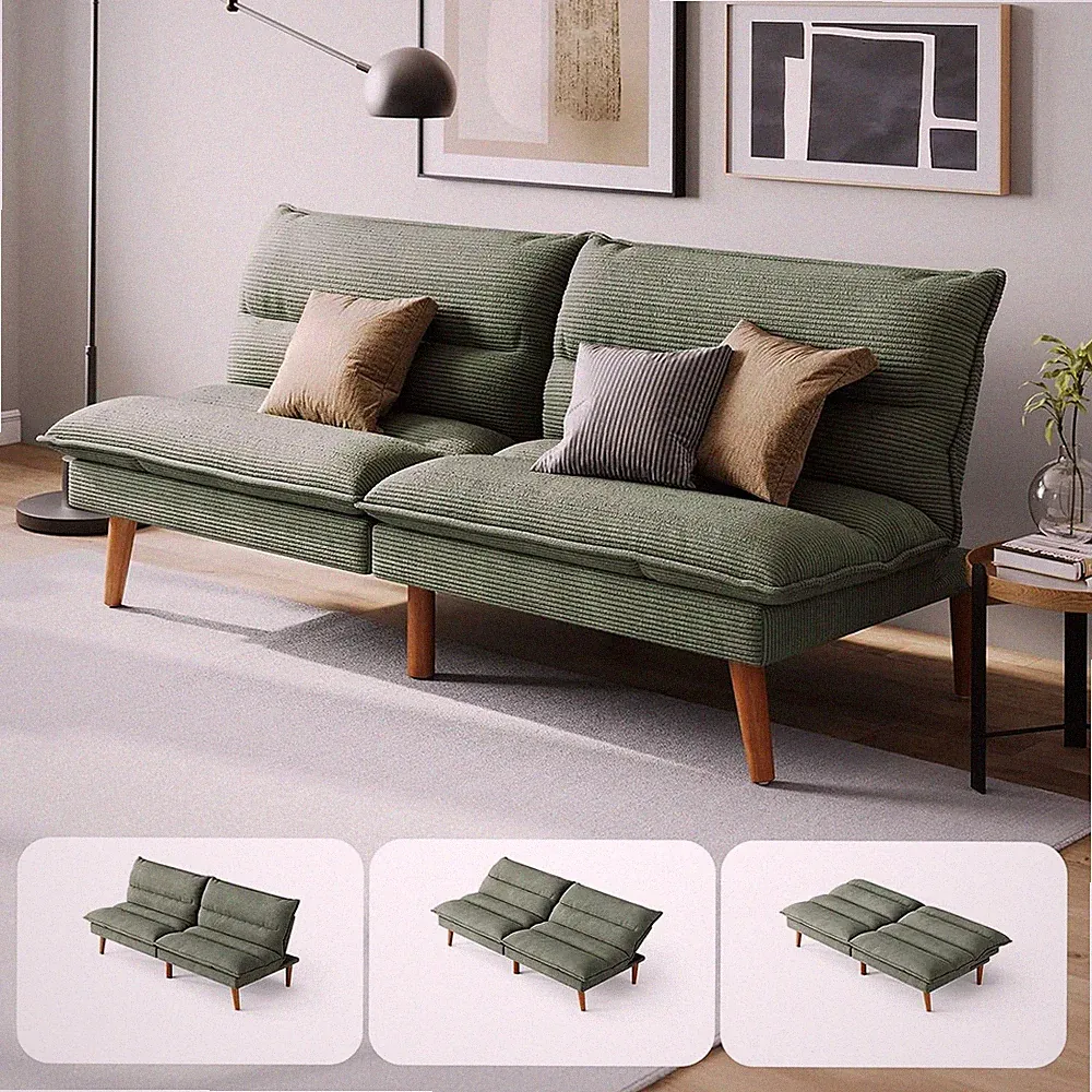 Futon Sofa Bed - Convertible Corduroy Futon Couch Bed with
