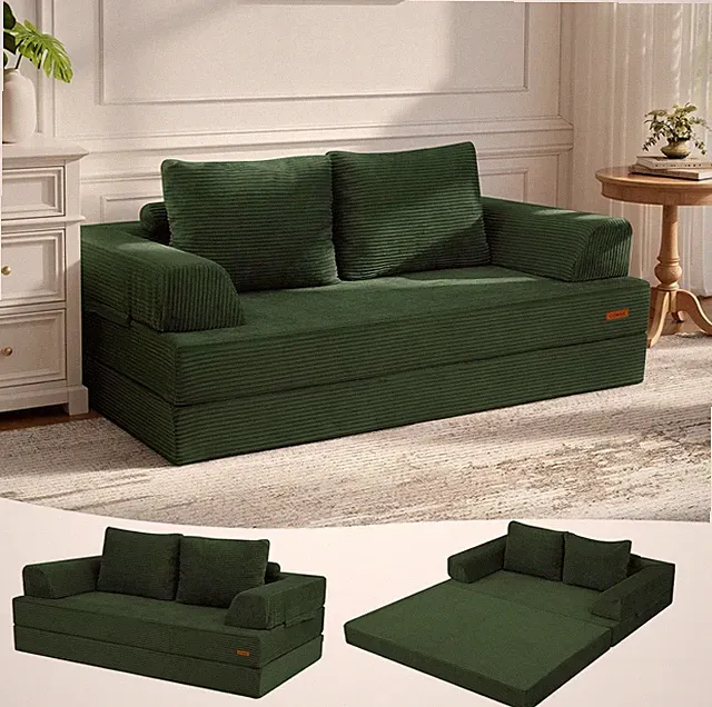 Futon Sofa Bed, Convertible Folding Sofa Bed, Boneless Couch Loveseat Corduro...