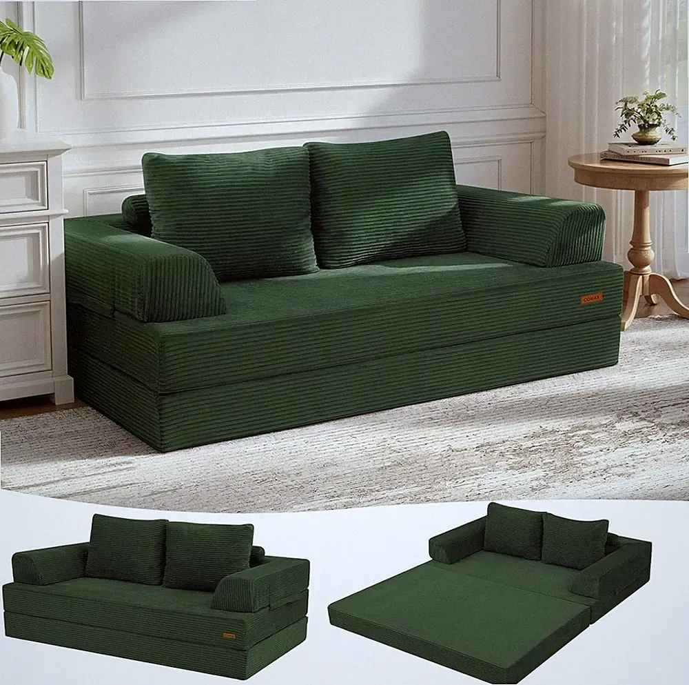 Futon Sofa Bed Convertible Folding Sofa Bed Boneless Couch Loveseat Corduroy