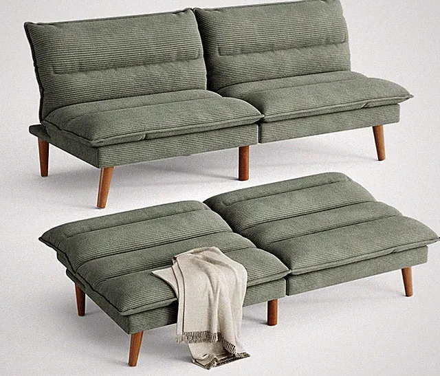 Futon Sofa Bed: Corduroy Futon Couch with Adjustable Backrest, Comfy Loveseat Co