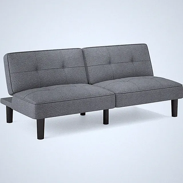 Futon Sofa Bed Gray Adjustable Backrest Folding Convertible Reclining Couch