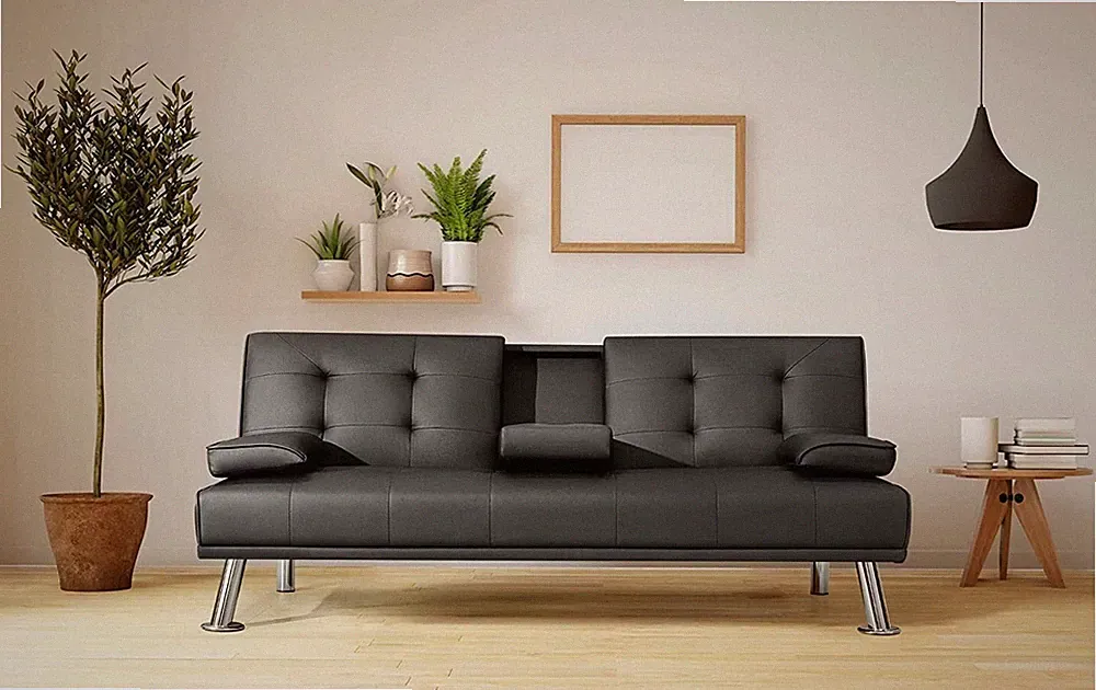 futon sofa bed leather couch