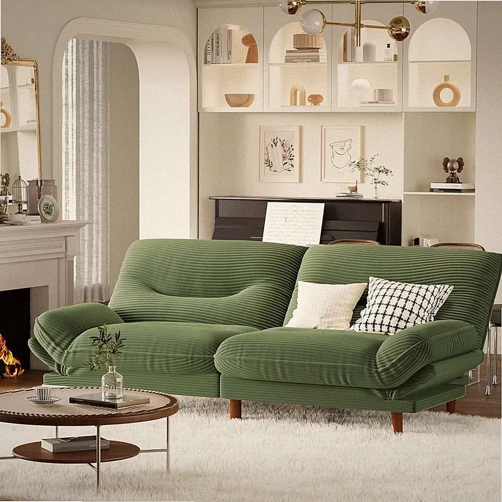 Futon Sofa Bed, Modern Loveseat Futon Couch with Adjustable