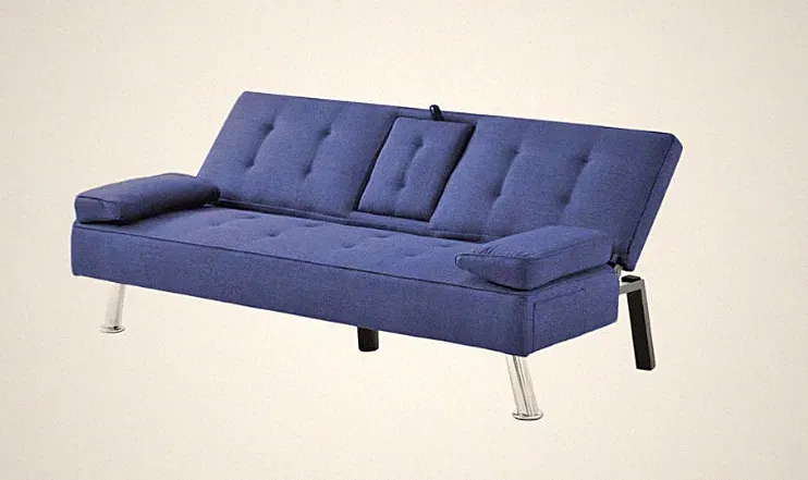 Futon Sofa Bed, Sleeper, Loveseat, Navy Blue, 5 Position NEW
