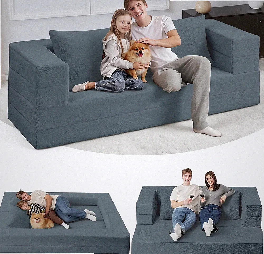 Futon Sofa Bed W/ Pillow 3-in-1 Sleeper Sofa Bed W/ Removable Cover Convertible
