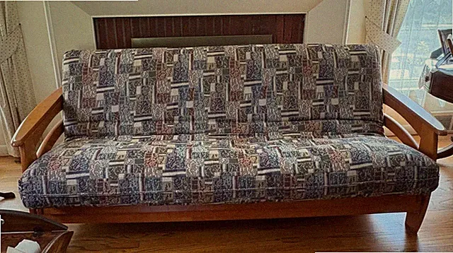Futon sofa bed with mattress-barely used; pristine condition!