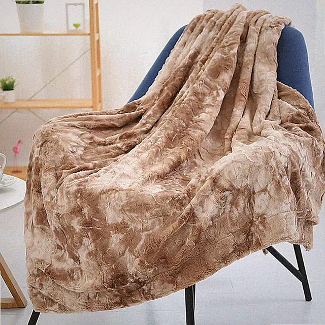 Fuzzy Faux Fur Throw Blanket Soft Tie-Dyeing Blanket for Bed Couch Living Room