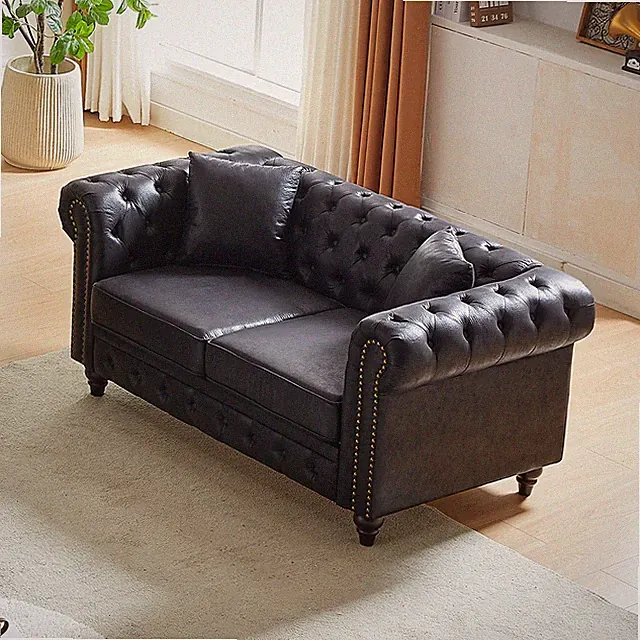 FX 63.5" Contemporary Design chesterfield sofa, Tech Fabric Button Design Livin