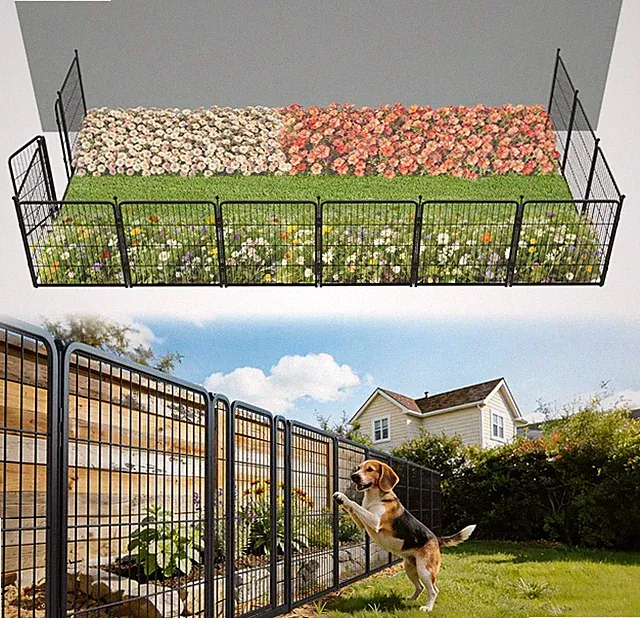 FXW No Dig Garden Fence, Outdoor for Yard, 32In(H) X 27.3Ft(L), 12 Panels