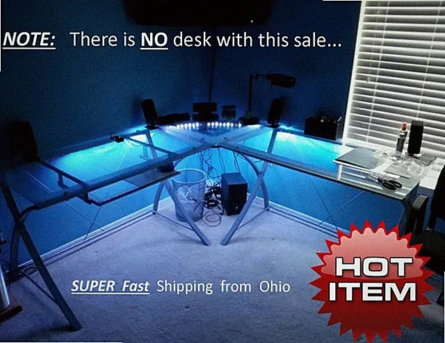 GAME / Gaming DESK - LED - 150 Lights - Color Select - 8ft long - GRE gift - NEW