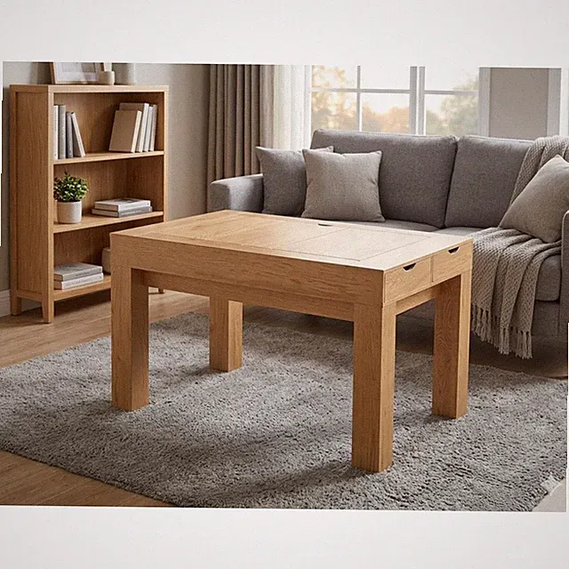 Gaming Table 6 Seats Brown MDF Wood American Classic Design LED Light Strip