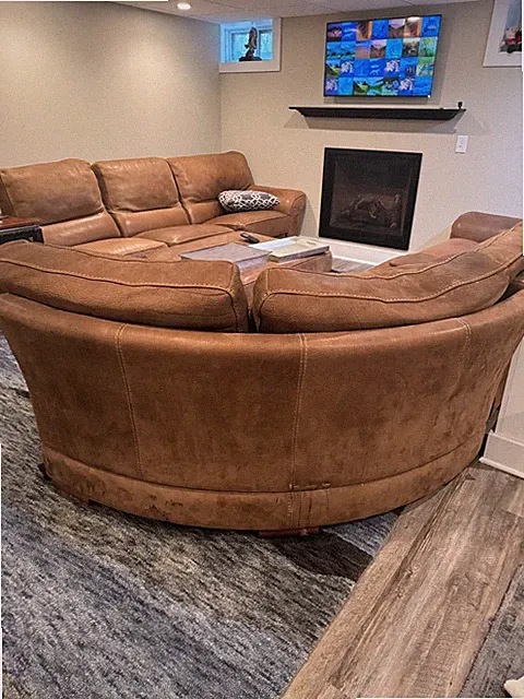 Gamma Leather Sectional Sofa(7 Seats)-Brown, Made in Italy, Matching Ottomon