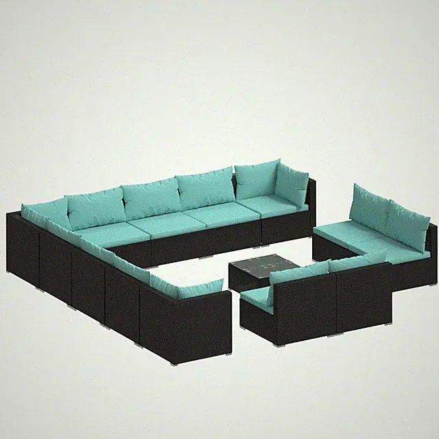 Garden Lounge Set with Cushions - 12 Piece Outdoor Furniture vidaXL