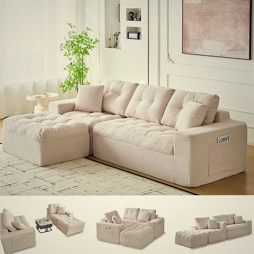 Garvee 104" Modular Cloud Sectional Sofa, No Assembly l-Shaped Couch