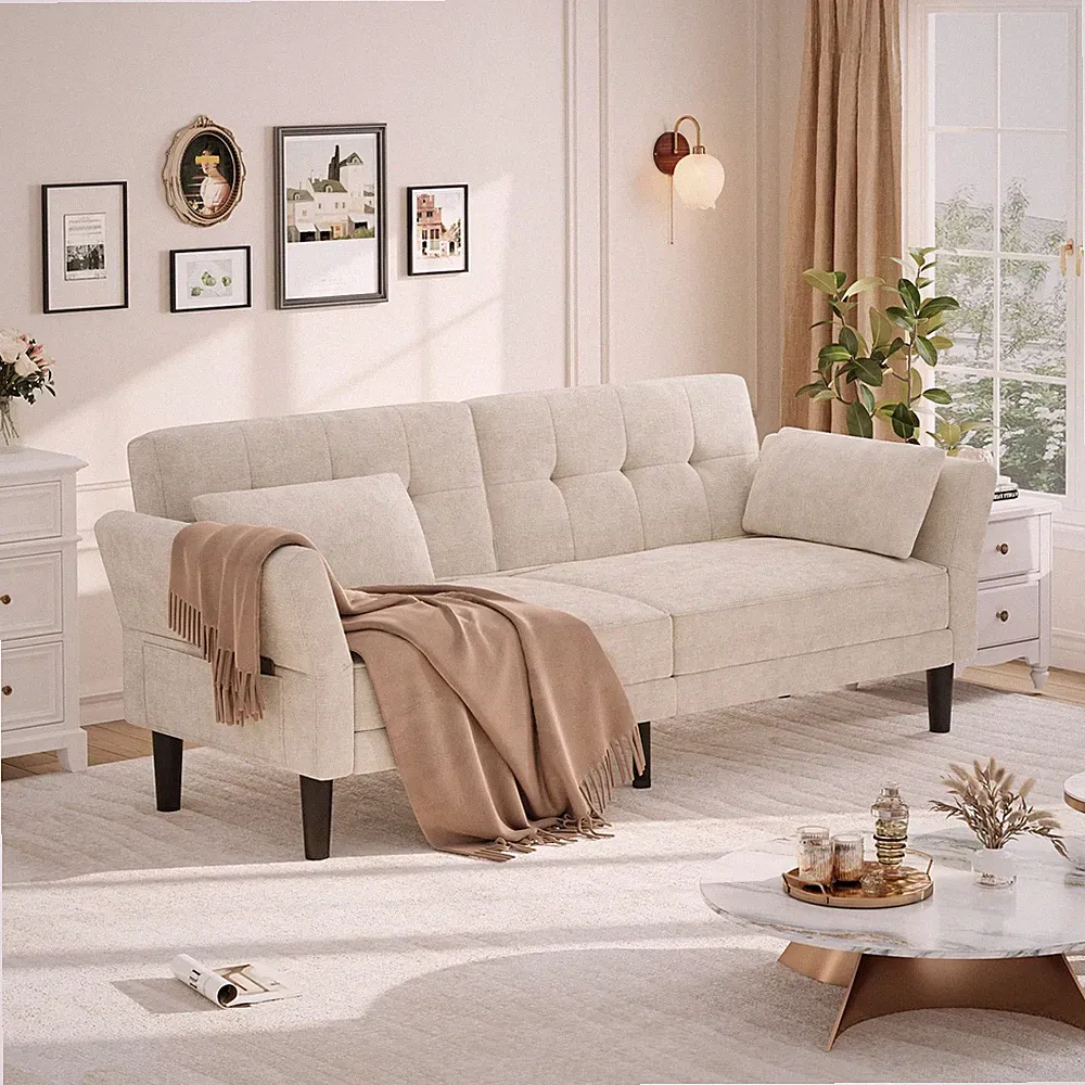 Garvee 89" Futon Sofa Bed, Modern Futon Couch Bed with Adjustable Backrest