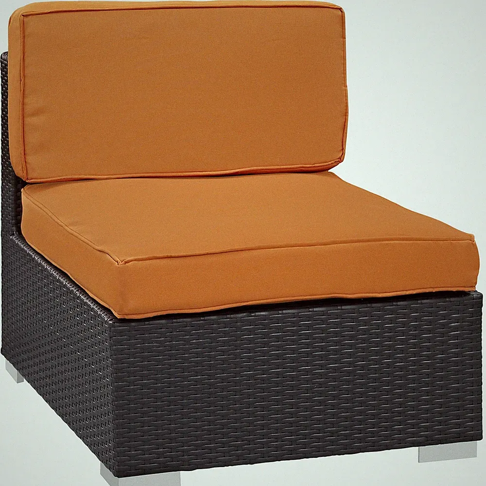Gather Armless Outdoor Patio Sectional in Espresso Orange