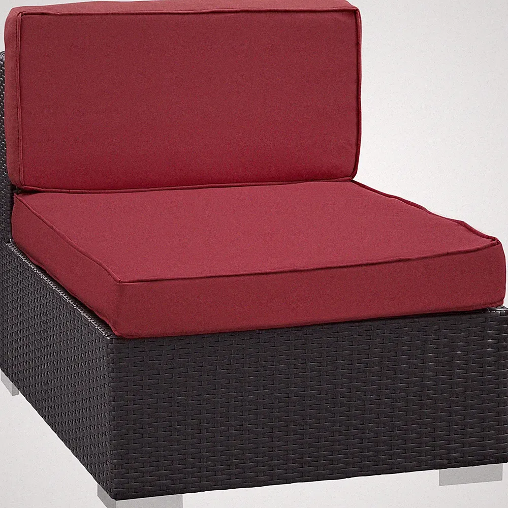 Gather Armless Outdoor Patio Sectional in Espresso Red