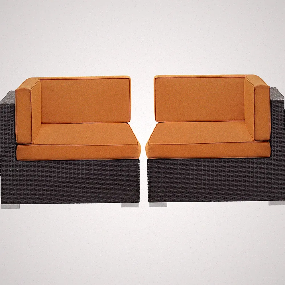 Gather Outdoor Patio Corner Sectional Set of 2 in Espresso Orange