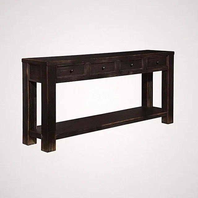 Gavelston Sofa Table, Couch Table with Drawers & Shelf, Hand-Finished Wood Co...