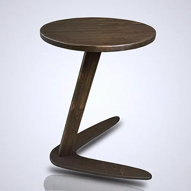 GENESIS WOODESIGN Small C-Shaped Solid Pine End Table, Dark Walnut, Medium