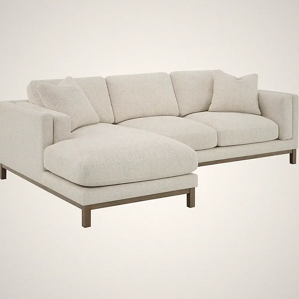 Geneva Boucle Upholstered Sectional Chaise Sofa Sand