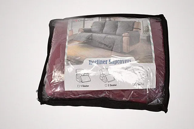 Genina Recliner Slipcover 3 Seater Sofa Protector Red Quilted Furniture Cover