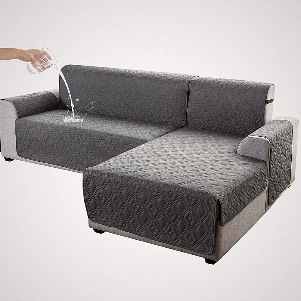 Genina Sectional Couch Covers for Dogs L Shaped Sofa Covers Chaise Lounge Cov...