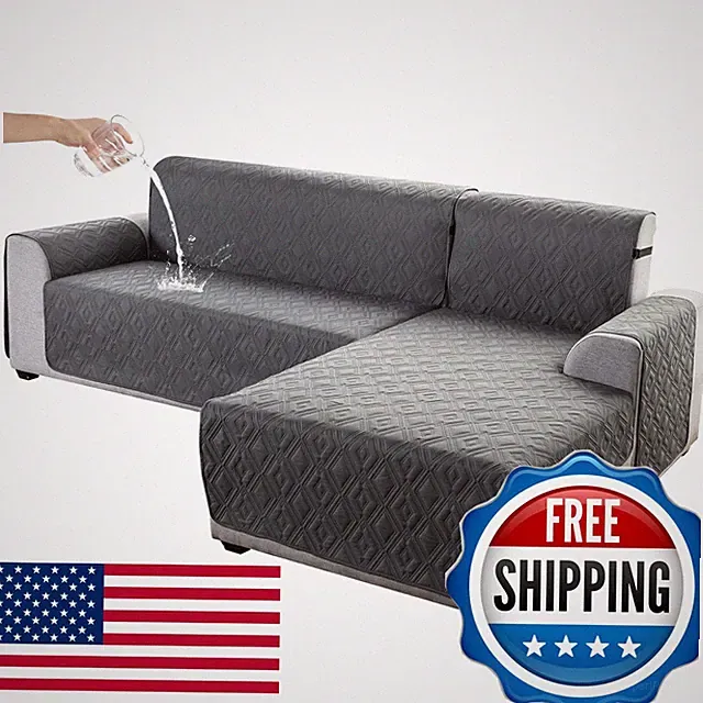 Genina Waterproof L Chaise Sectional Cover Kids Pets (dark Gray, X-Large) L