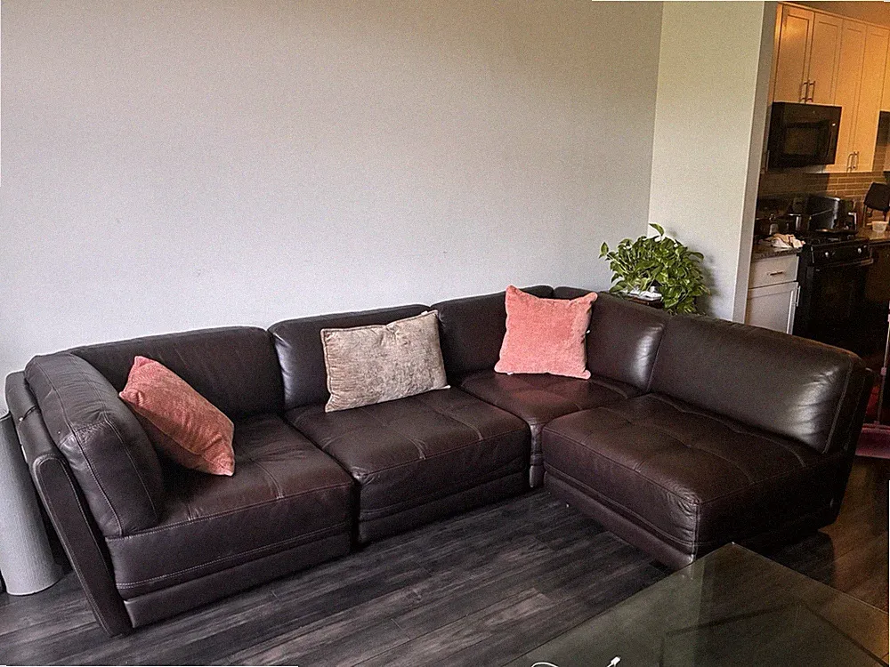 Genuine Italian Brown Leather Sectional Sofa 4 piece