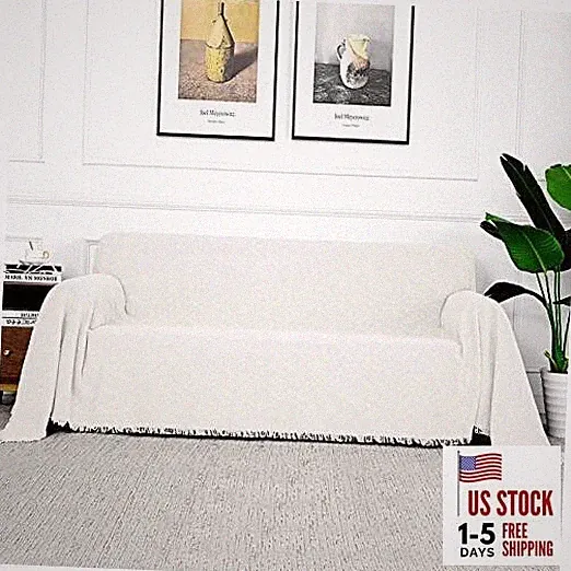Geometrical Sofa Covers, Sectional Couch Covers for 2 Cushion Small White