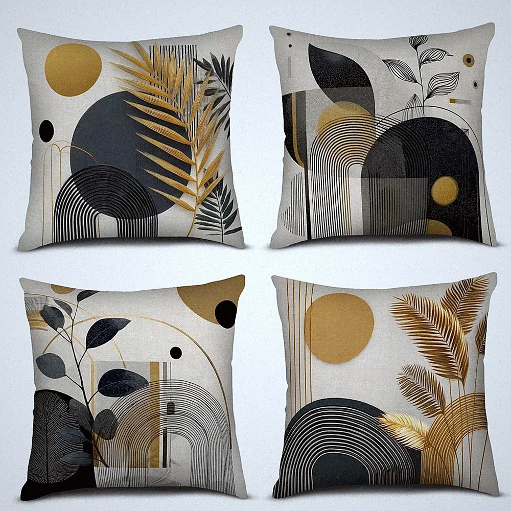 Geometry Set Throw Pillow Covers 18X18 Set of 4, Sofa Bed Couch Modern Home D...