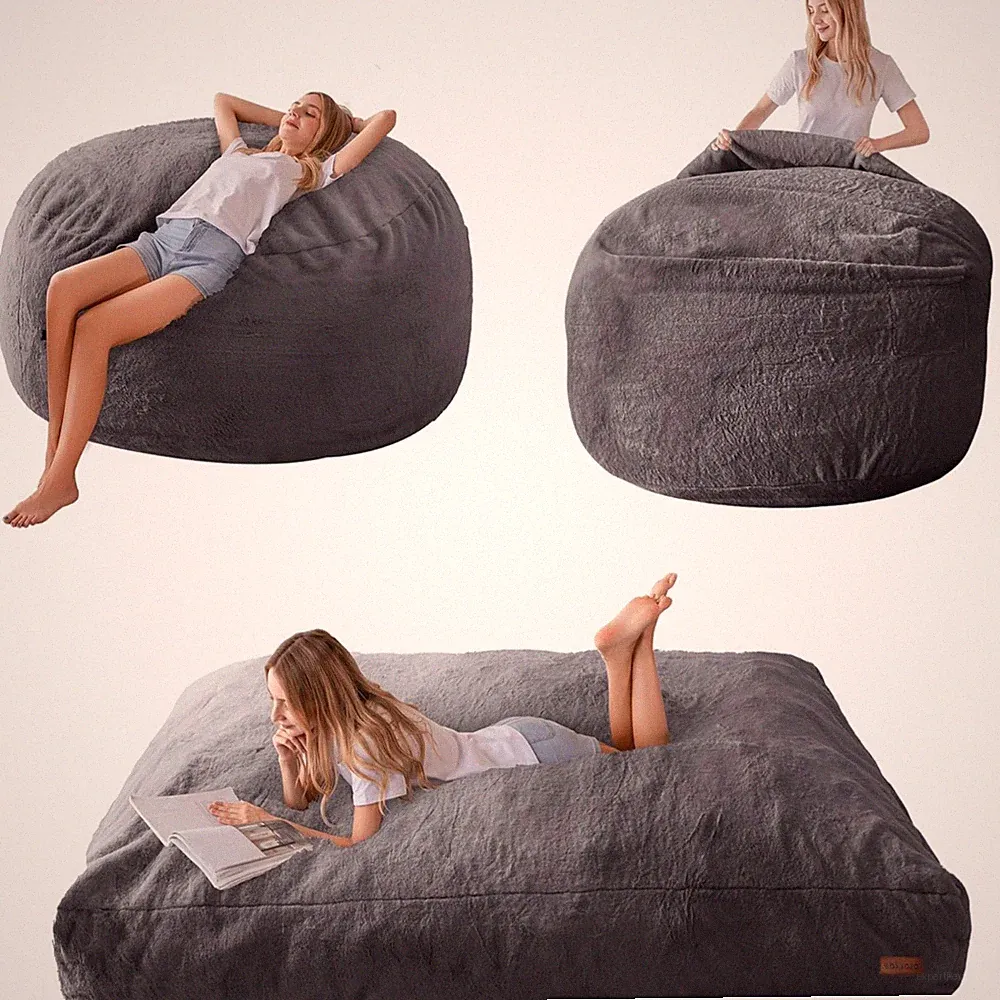 Giant Bean Bag Chair Bed Adult Convertible Floor Sofa High-Density Foam Lounge