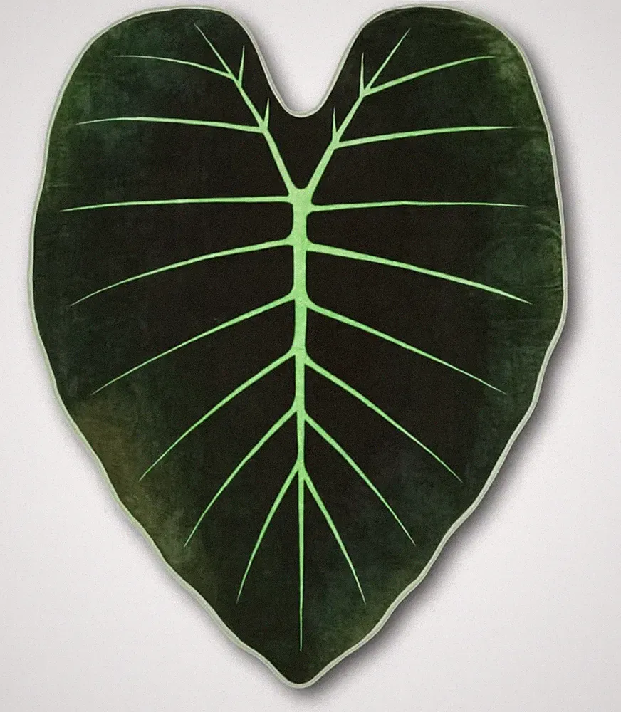 Giant Tropical Leaf Throw Blanket 63x87 Green Plush Soft Fleece Blanket NEW