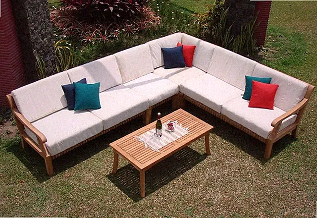Giva Grade-A Teak Wood 5 pc Outdoor Garden Patio Sectional Sofa Lounge Set