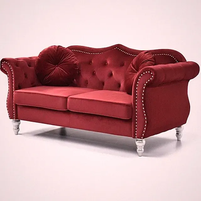 Glory Furniture Hollywood Velvet Loveseat in Burgundy