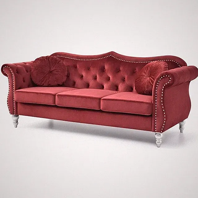 Glory Furniture Hollywood Velvet Sofa in Burgundy