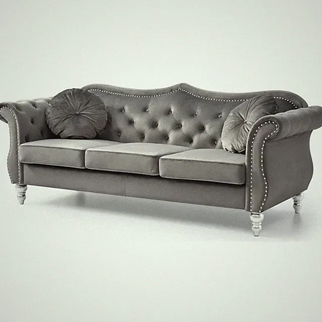 Glory Furniture Hollywood Velvet Sofa in Dark Gray