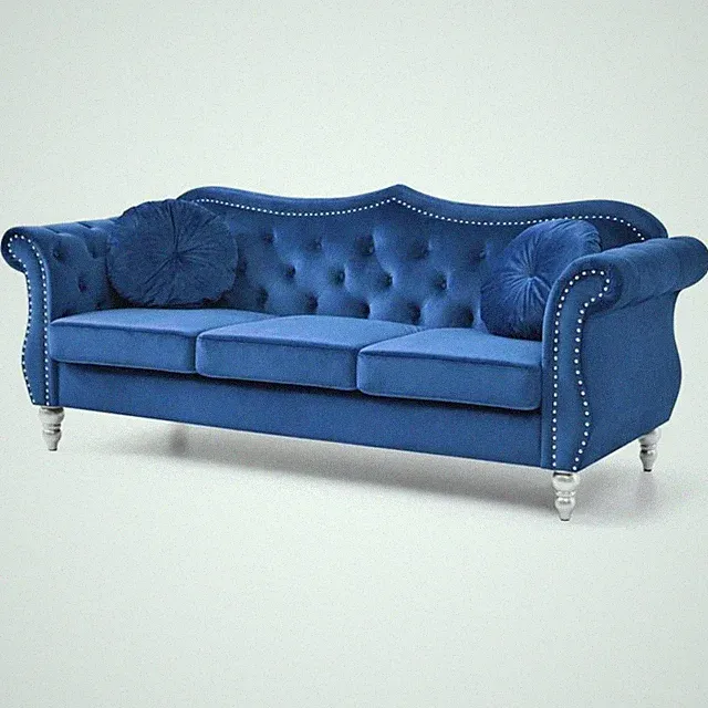 Glory Furniture Hollywood Velvet Sofa in Navy Blue