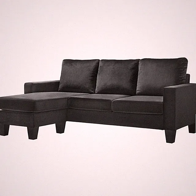 Glory Furniture Jessica Velvet Sofa Chaise in Black