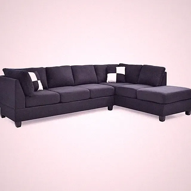 Glory Furniture Malone Microsuede Sectional in Black